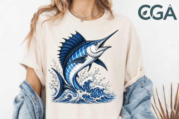 Download Blue Marlin Ocean Wave Fishing PNG - Premium Resources