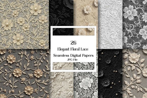 Download Seamless Elegant Floral Lace Patterns - Lace patterns Collection